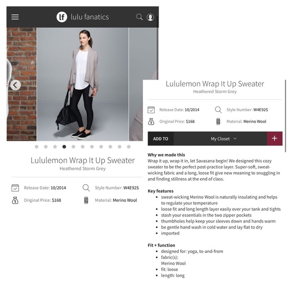Lululemon Wrap It Up Sweater Heathered Storm Grey - Picture 9 of 10